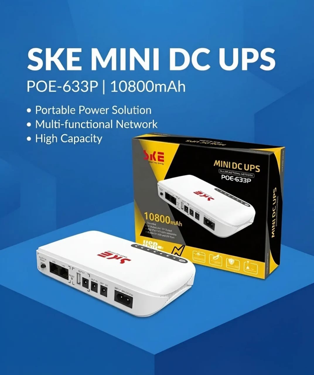 SKE Mini DC UPS POE-633P 10800mAh